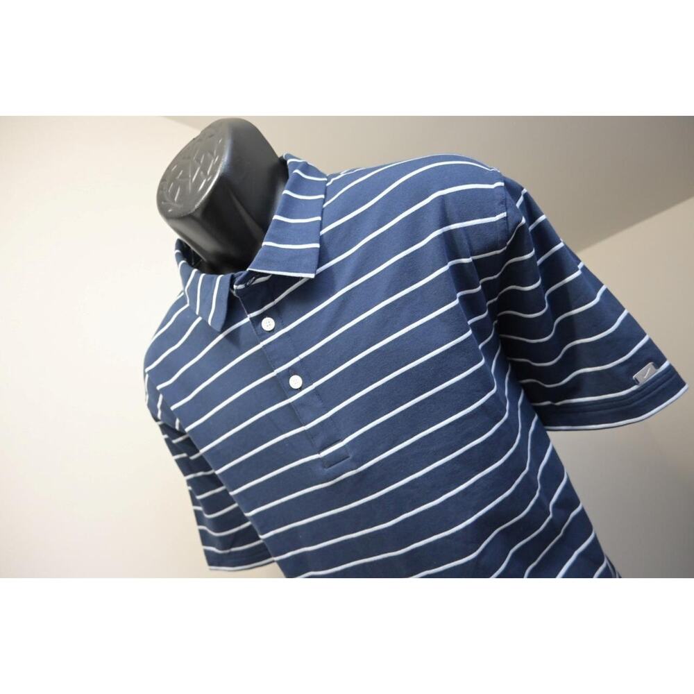 Nike Golf Polo Dri Fit Cotton Poly Striped Athletic Golf Shirt Mens Size XL